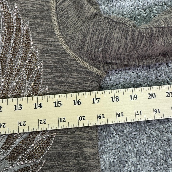 Miss Me Sweatshirt Womens Medium Brown MM Unplugged Rhinestone Wings Hooded - Picture 3 of 11